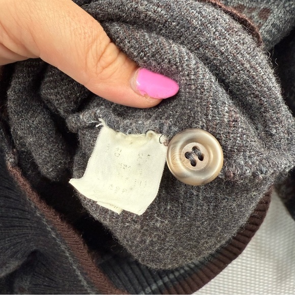 Vintage Julien Seoul Knit Cardigan Geometric Grey Retro Sweater Size M - Picture 4 of 8